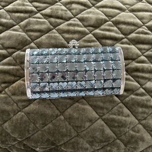 Expressions Silver and White Evening Clutch